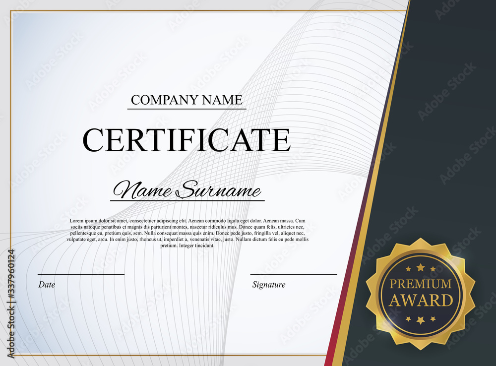 Certificate template Background. Award diploma design blank. Vector Illustration