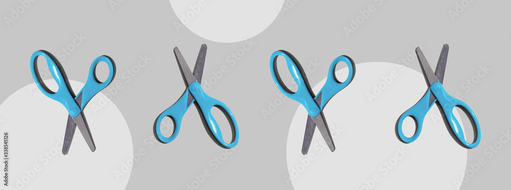 Scissors with dropped shadow from above - overhead view