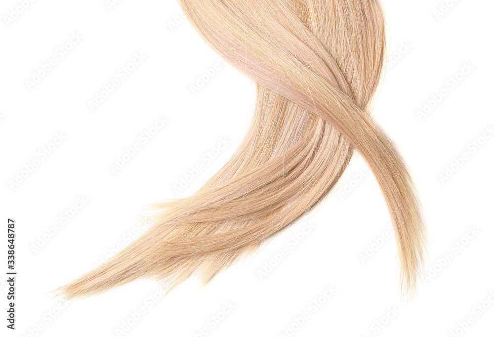 Beautiful blonde hair on white background