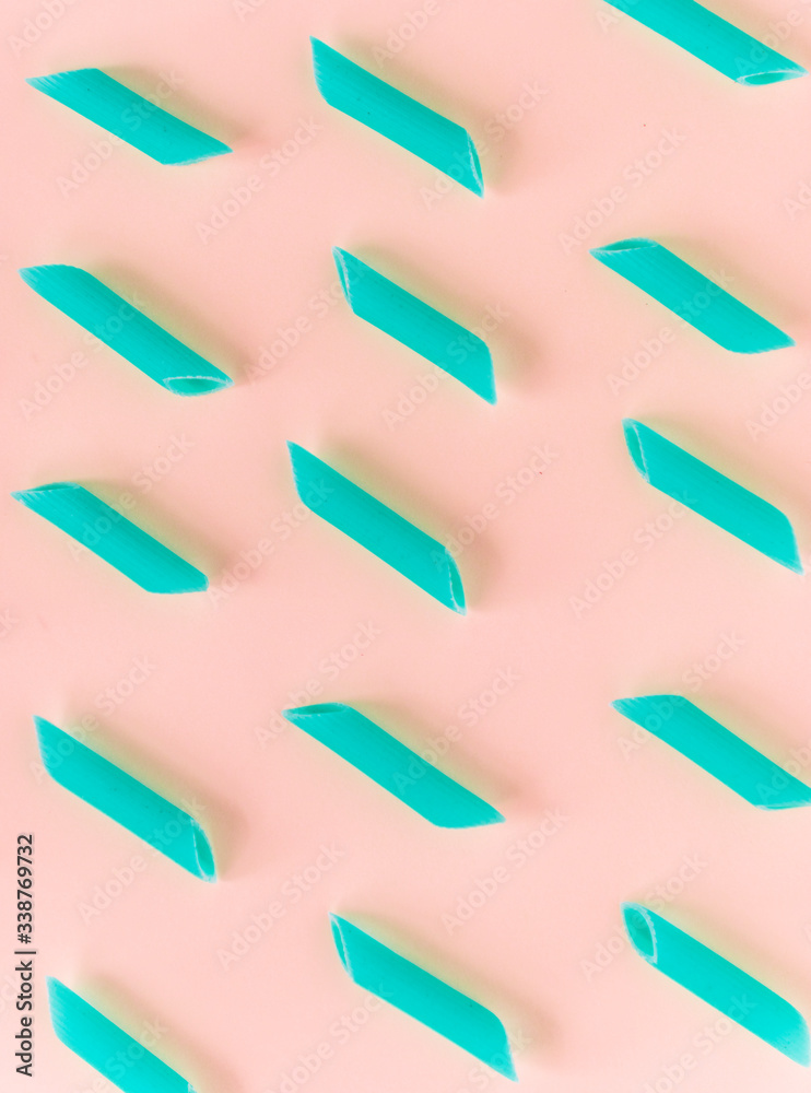 Pasta in a pattern on a colorful paper