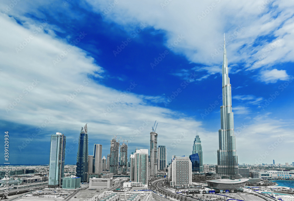 Dubai city center skyline, United Arab Emirates