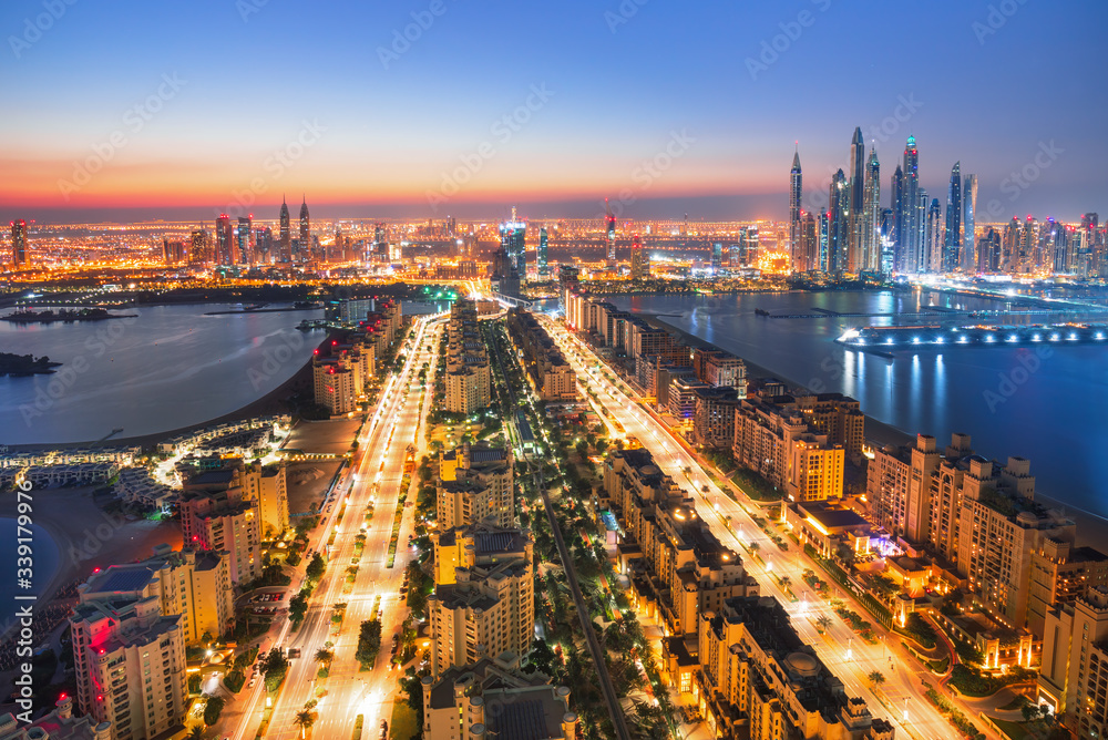 Dubai - The Palm Island and Jumeirah Beach, man made island, United Arab Emirates