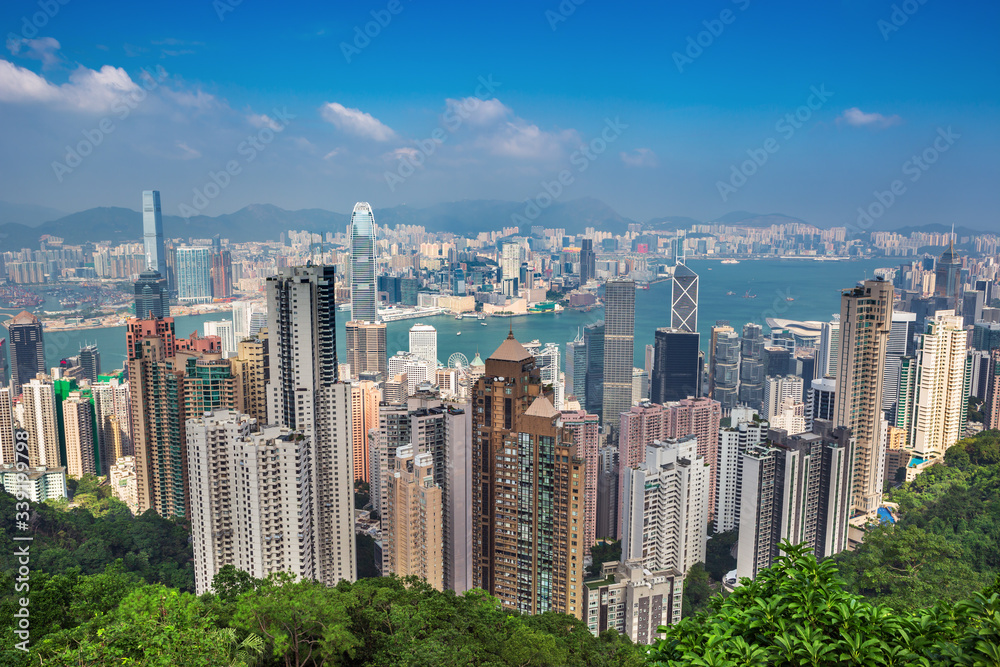 Hong Kong city, amezing skyline from Victoria peak, China