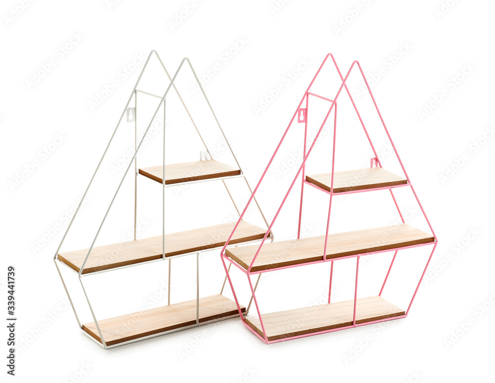 Stylish shelves on white background