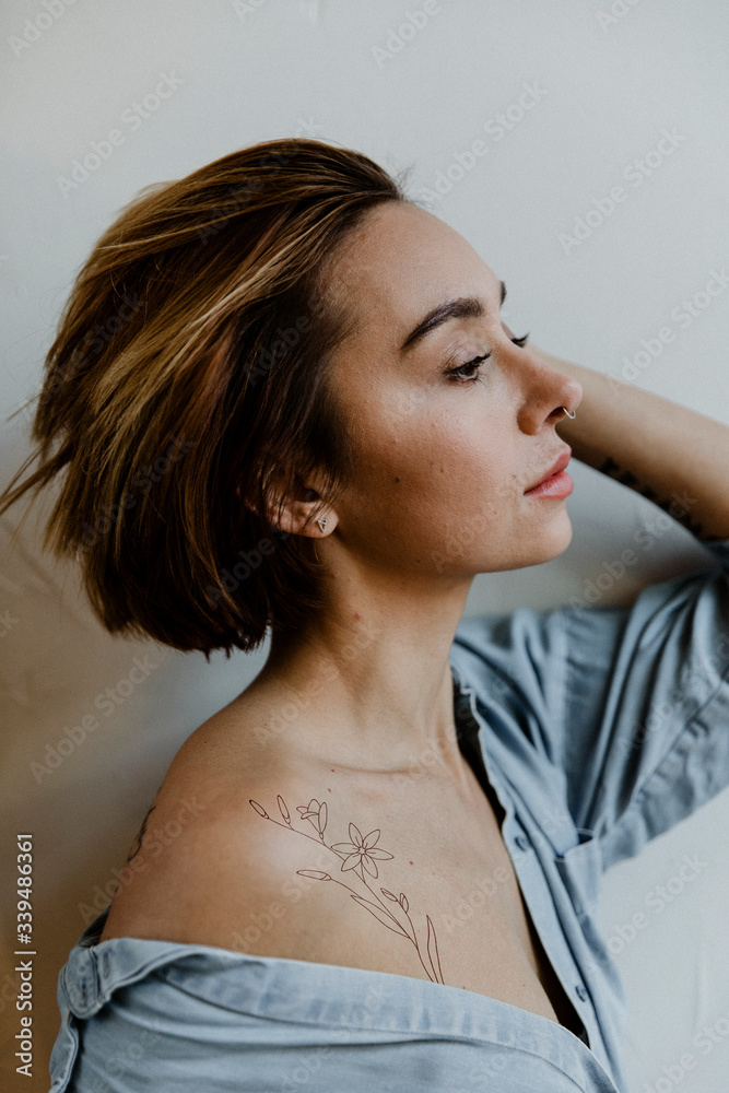 Beautiful girl with a nose piercing