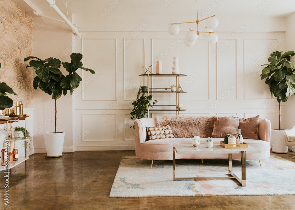 Stylish pastel living room