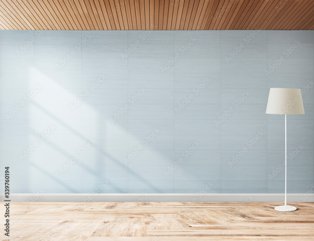 Standing lamp in a blue room