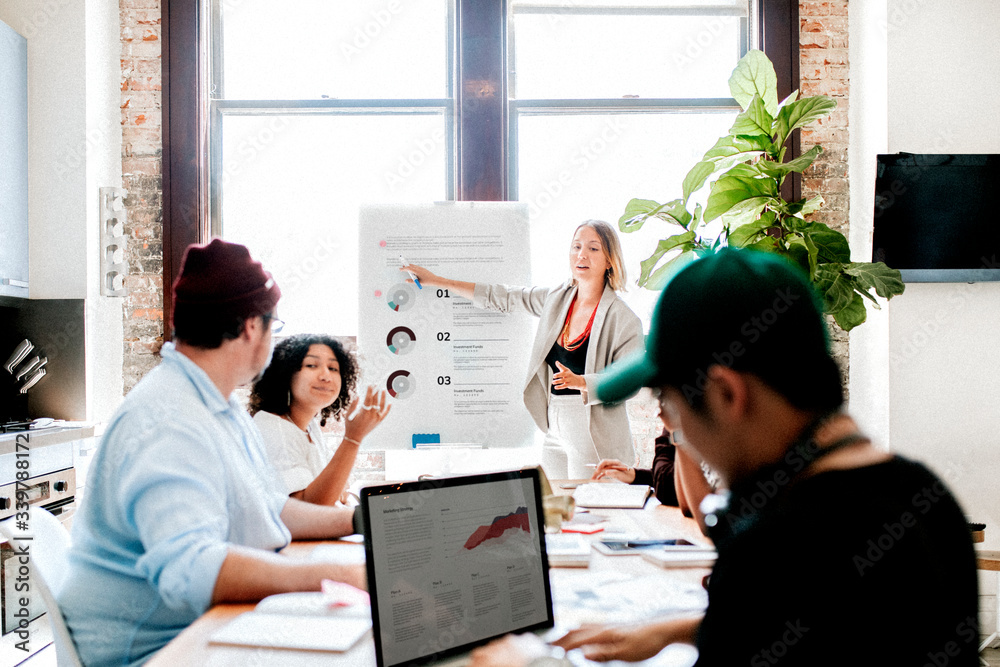 Diverse people in a meeting presentation