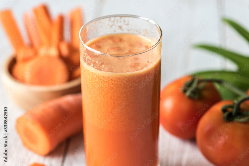 Fresh carrot juic macro shot