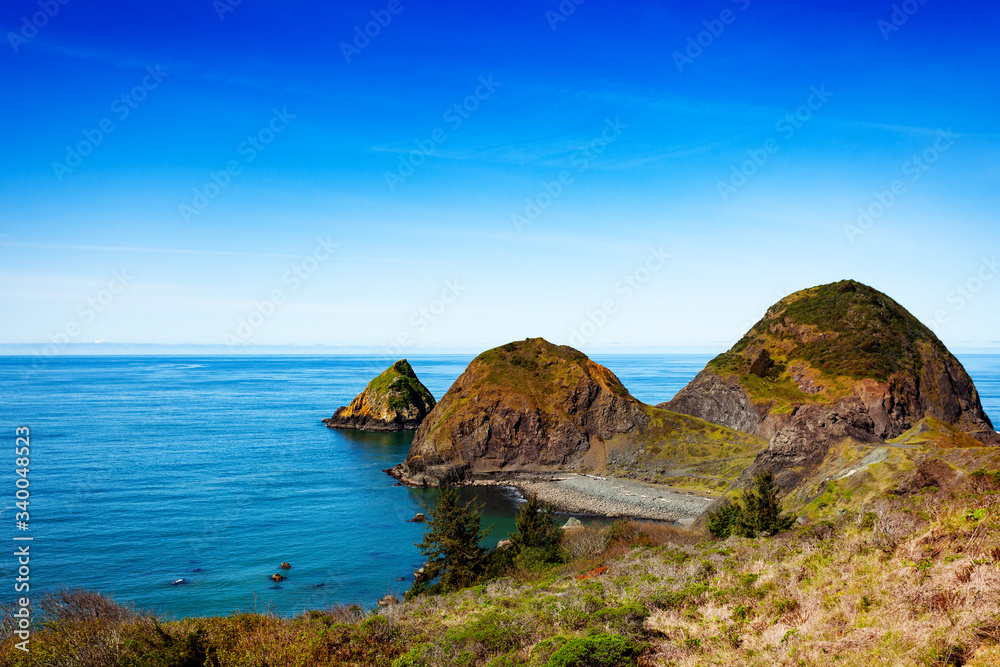 View of the big Rocks in the ocean, Gold beach. Oregon, USA