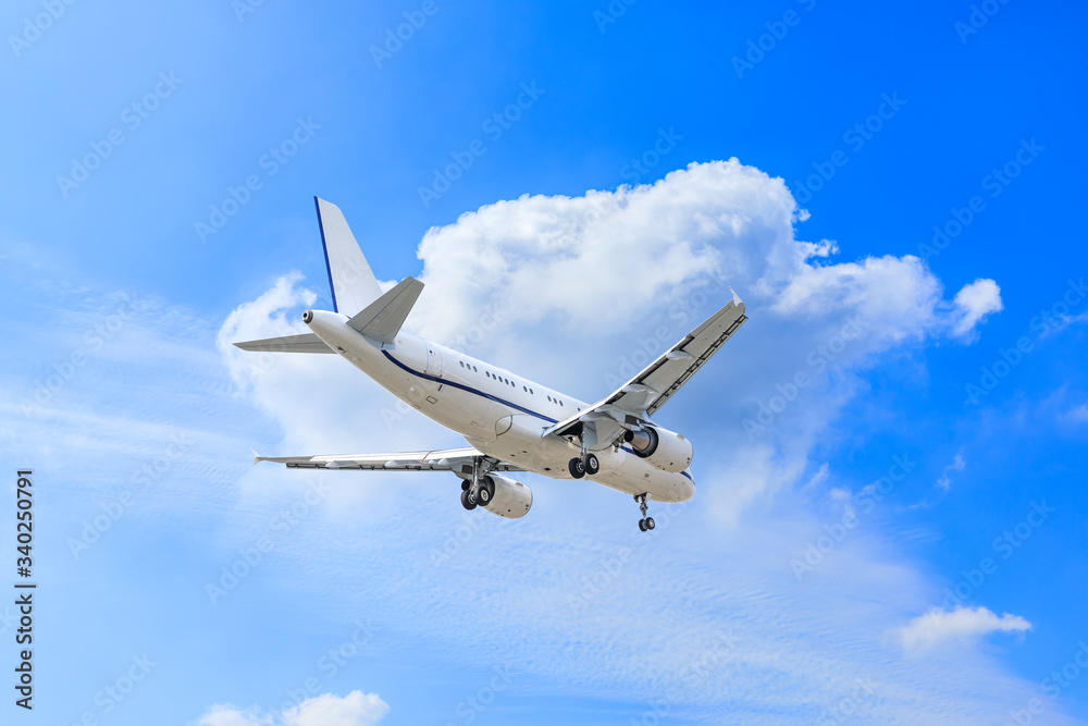 Commercial airplane flying in the sky,travel concept.