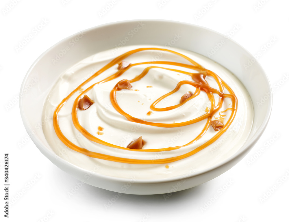 bowl of caramel yogurt