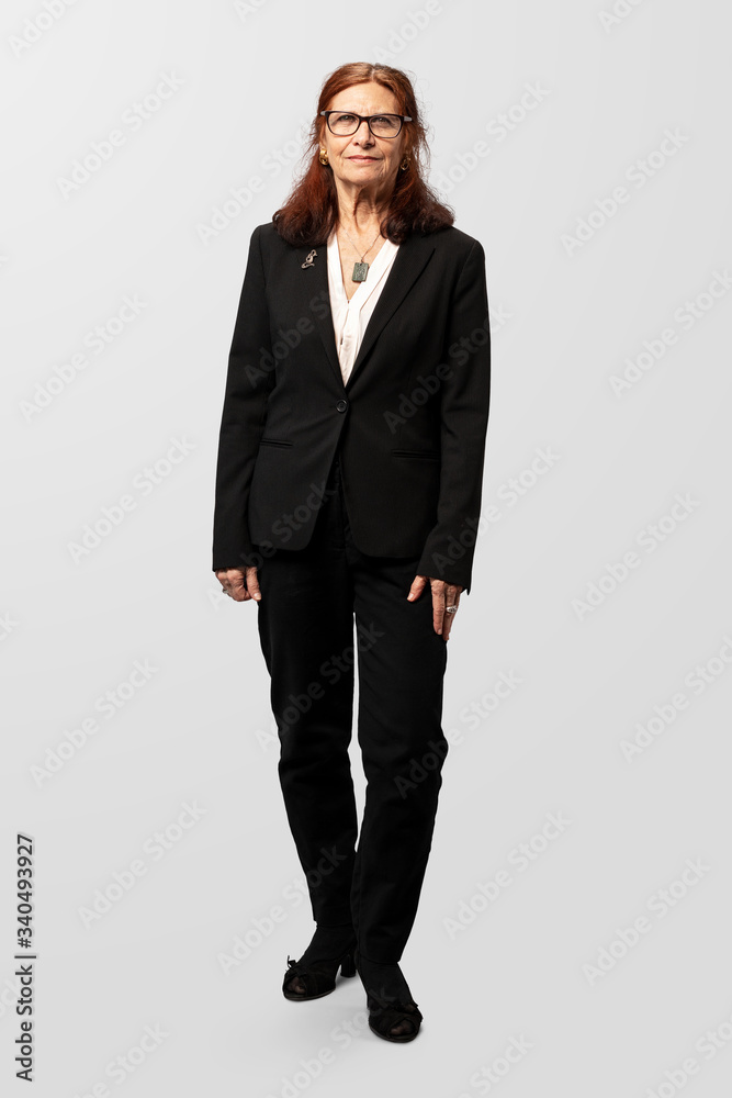 Full body businesswoman in a studio