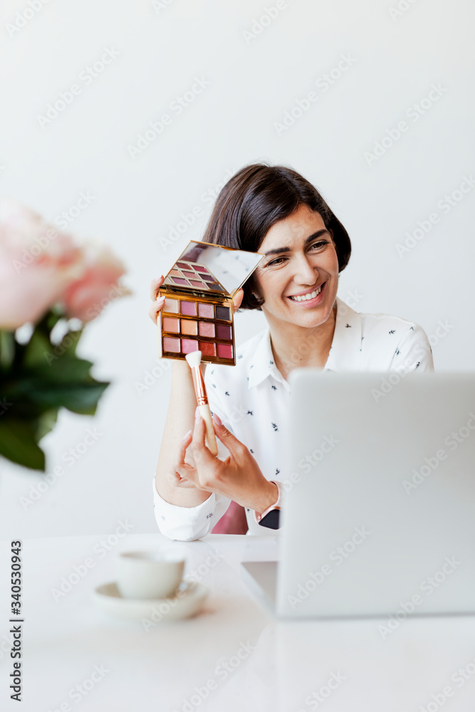 Beauty influencer recording a video