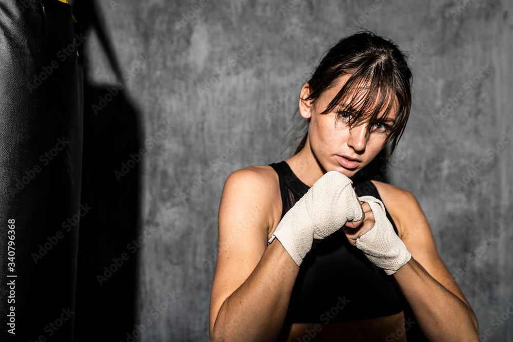 Woman with wrapped hands