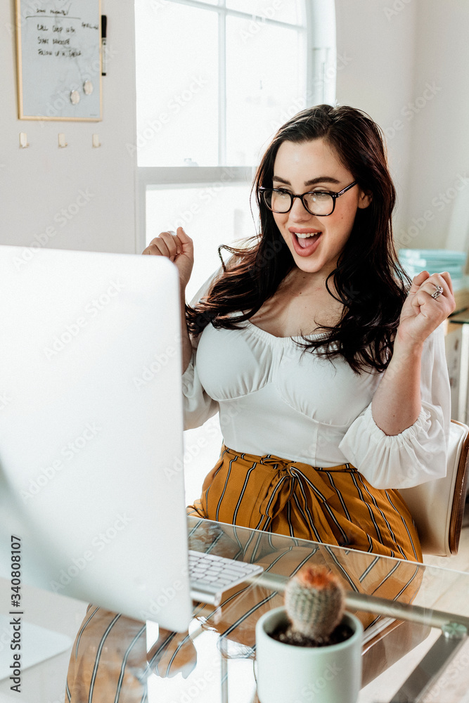 Cheerful woman working