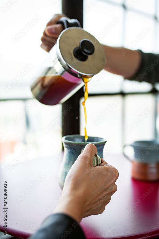 Pouring a cup of coffee