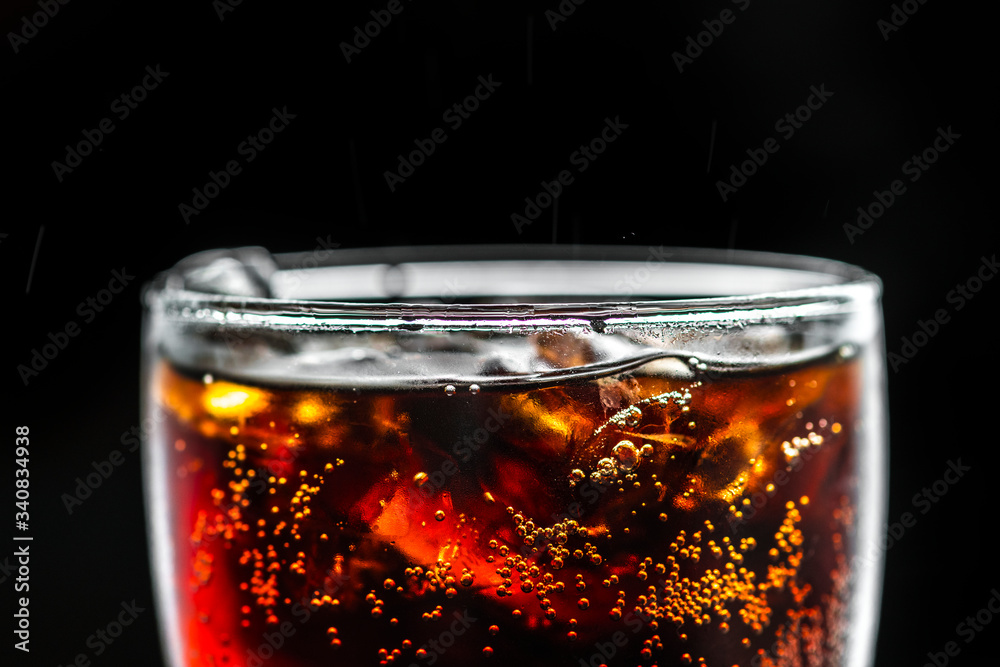 Fizzy cola drink macro shot