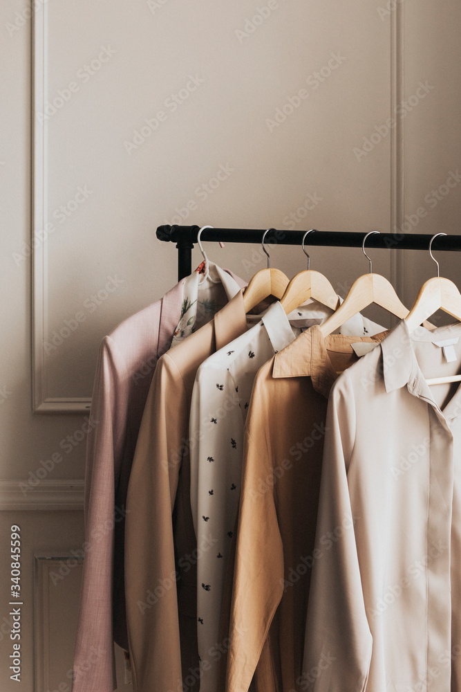 Rack of clothes in a boutique