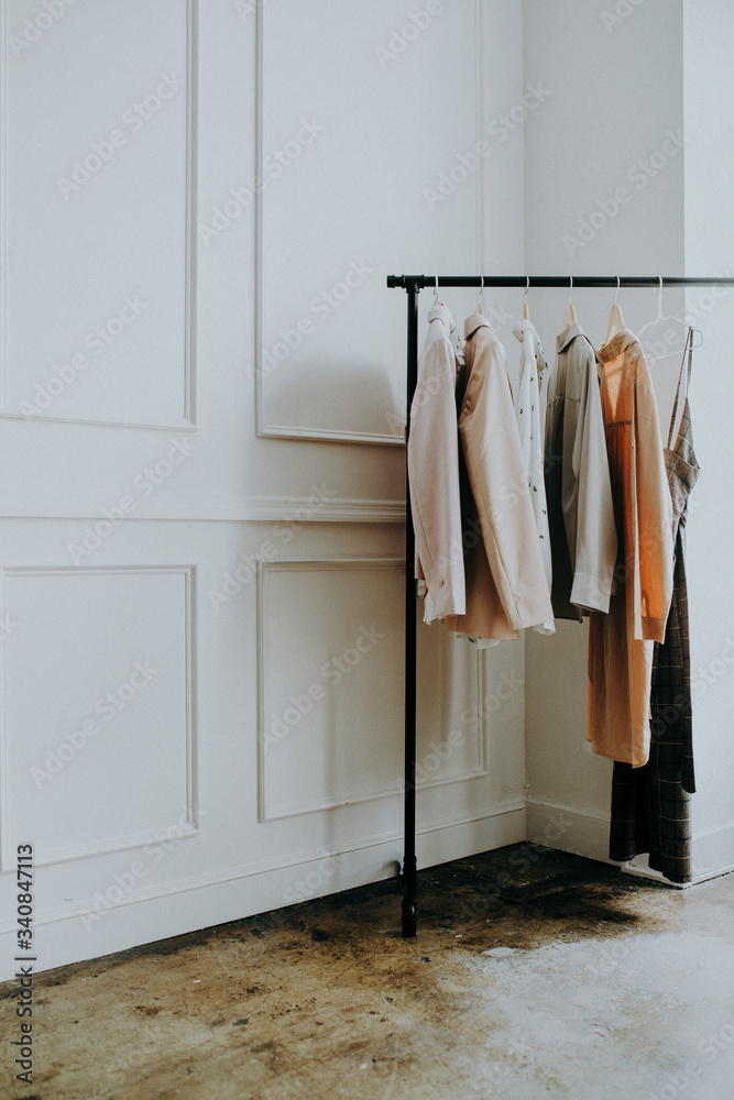 Rack of clothes in a boutique