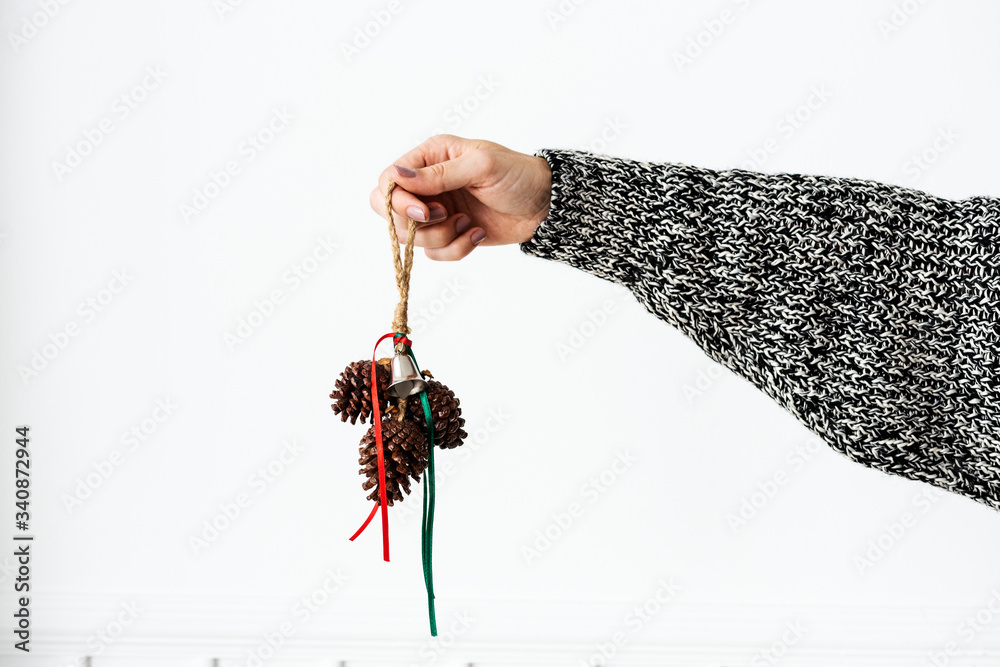 Woman holding conifer cones