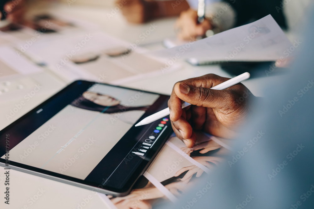 Business people working on digital tablet for a project