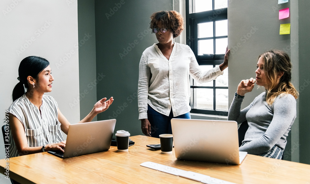 Group of diverse women having a business meeting