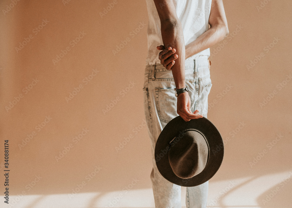 Black male model in a studio photoshoot