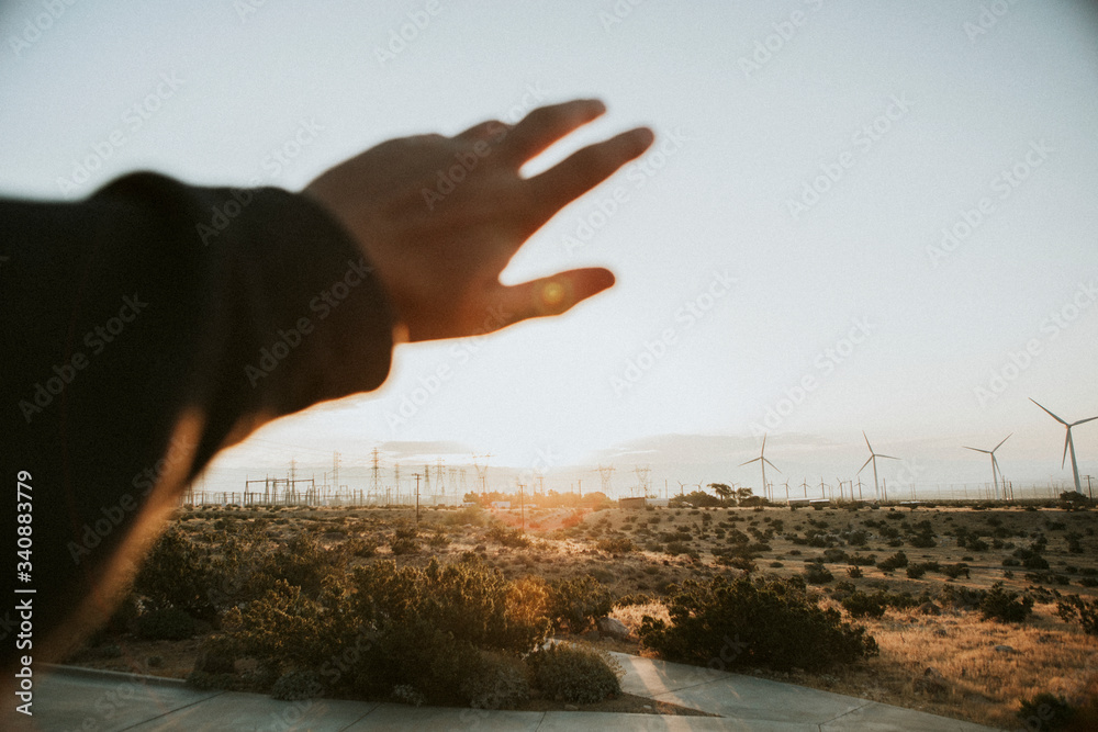 Traveler in the Palm Springs desert, USA