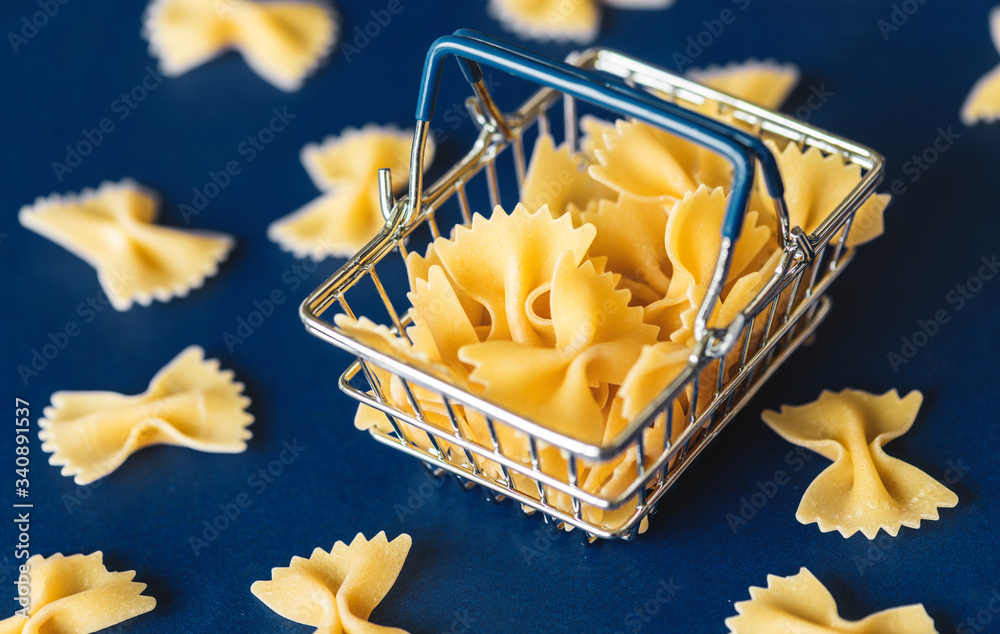 Pasta in a shopping basket