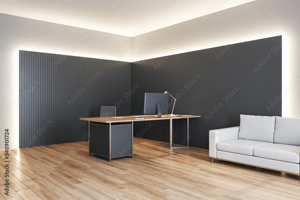 Luxury office interior with computer monitor