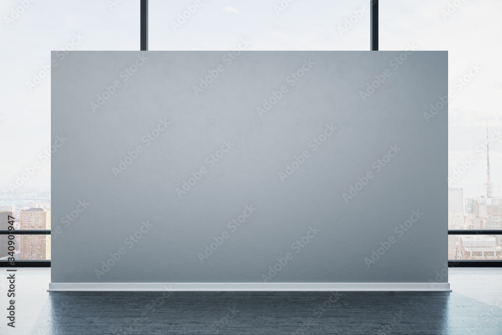 Minimalistic gray gallery interior