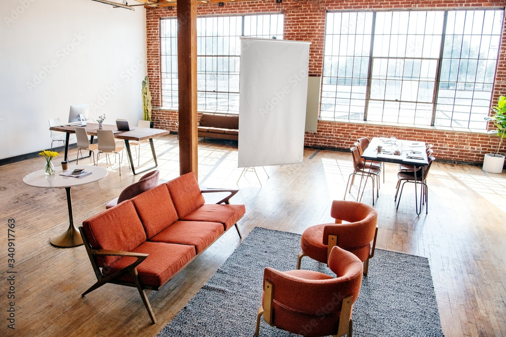 Empty meeting room with natural sunlight