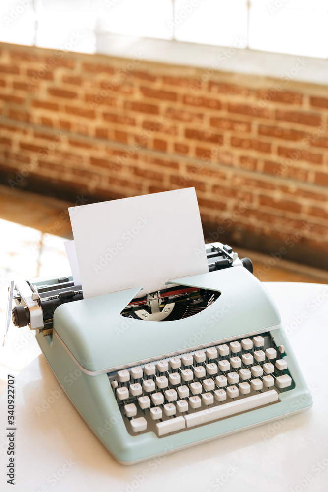 Vintage blue typewriter