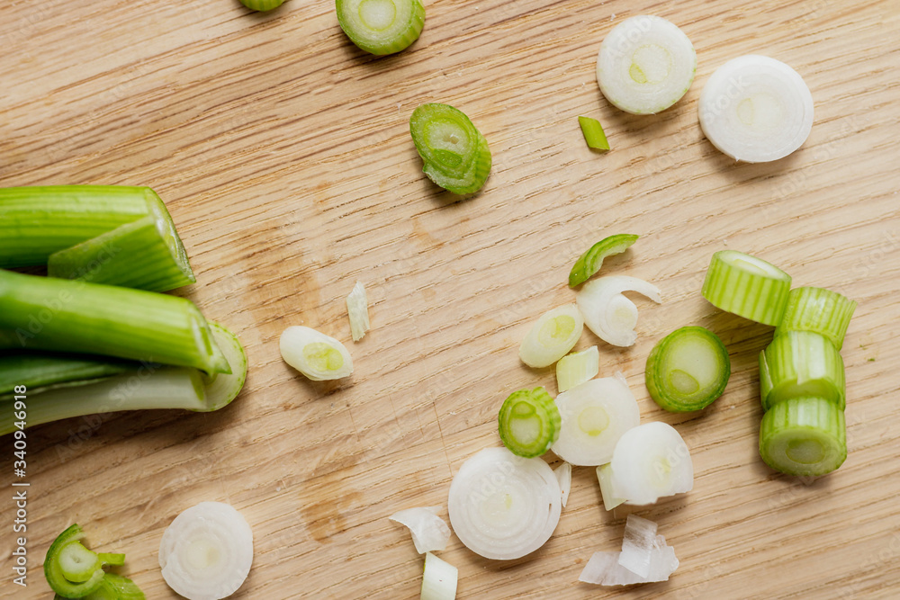 Freshly chopped leeks