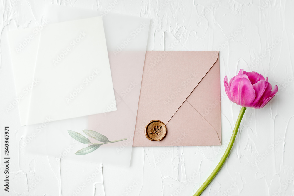 Pink envelope with a flower