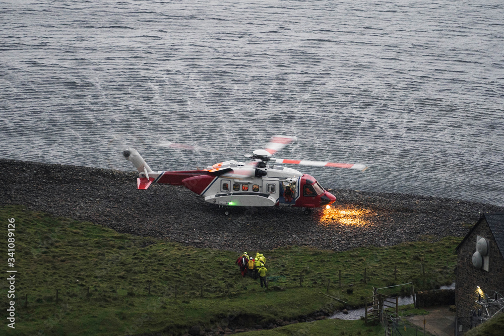 Coastguard helicopter at rescue