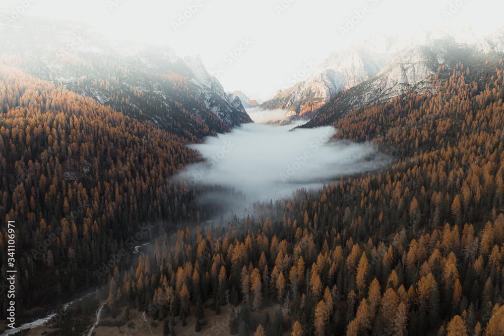 Misty Dolomites valley