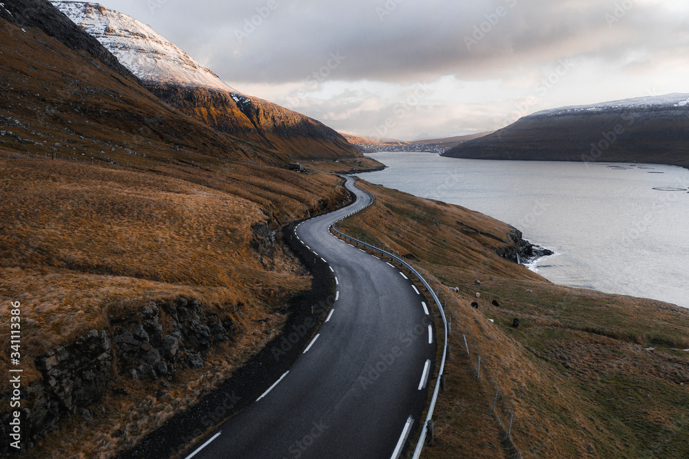 Costal road on Faroe Islands