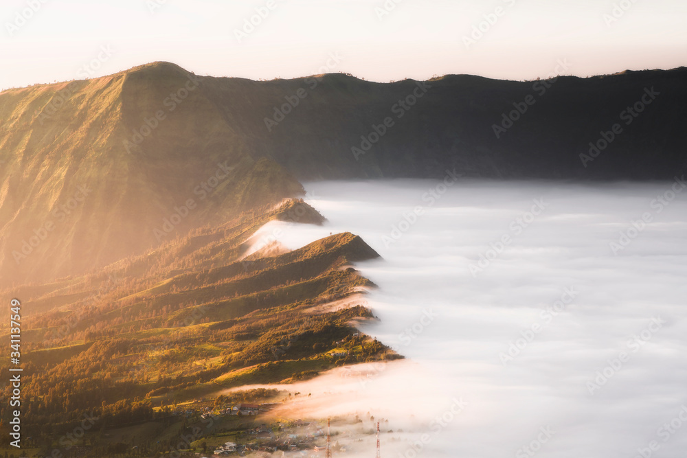 Panoramic view of Mount Bromo in Indonesia