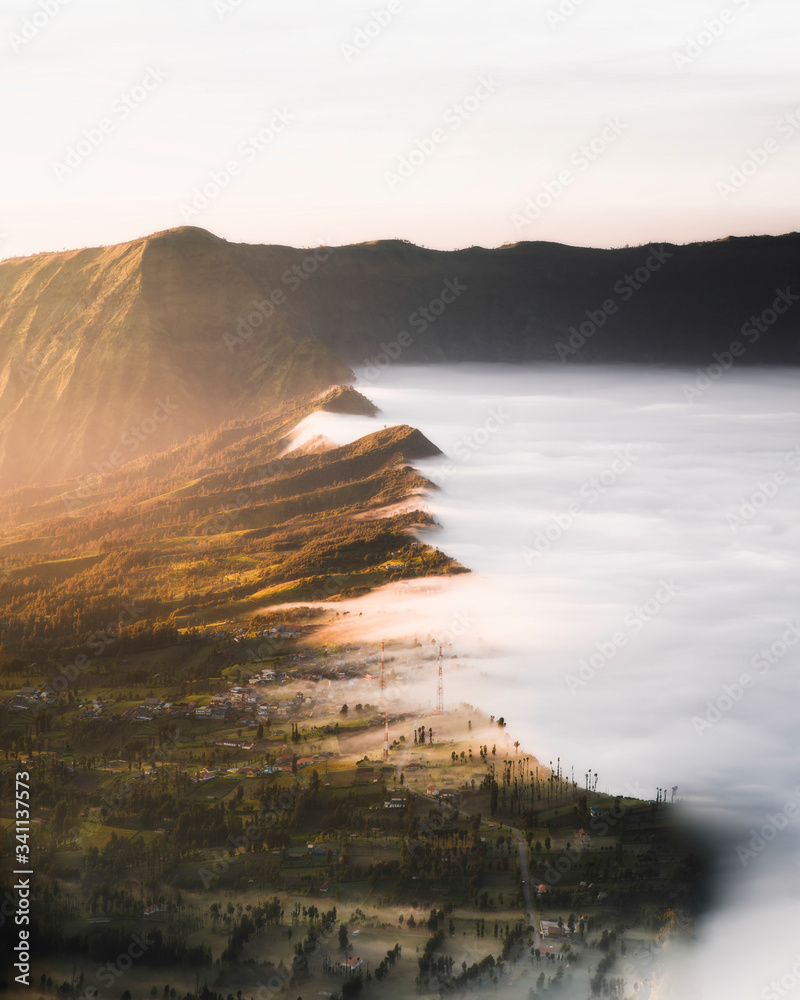 Panoramic view of Mount Bromo in Indonesia