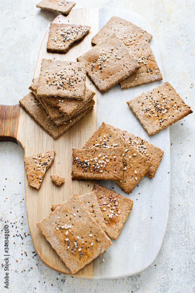 Homemade rye crackers