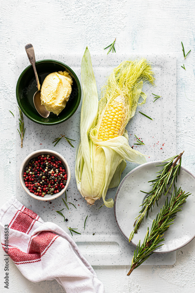 Corncob with rosemary