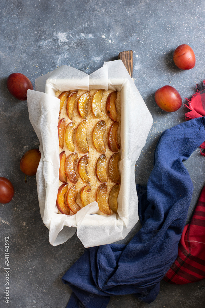 Homemade plum cake