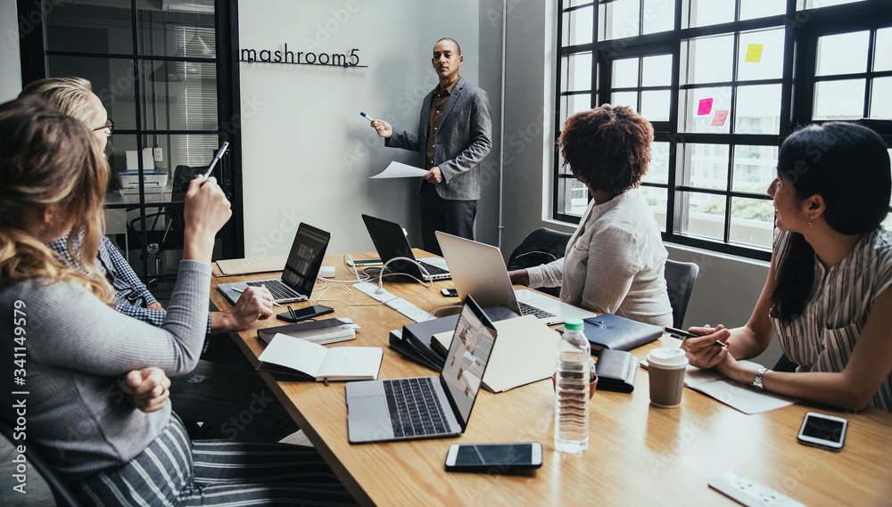 Group of diverse people having a business meeting