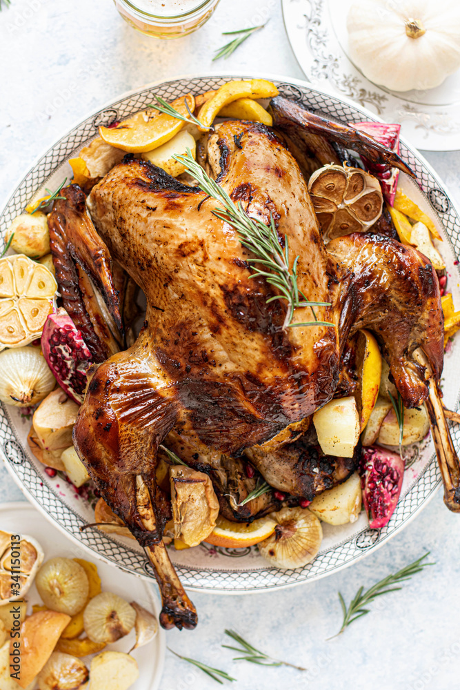 Roasted turkey and potatoes