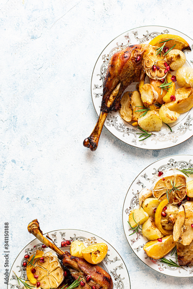 Roasted turkey and potatoes