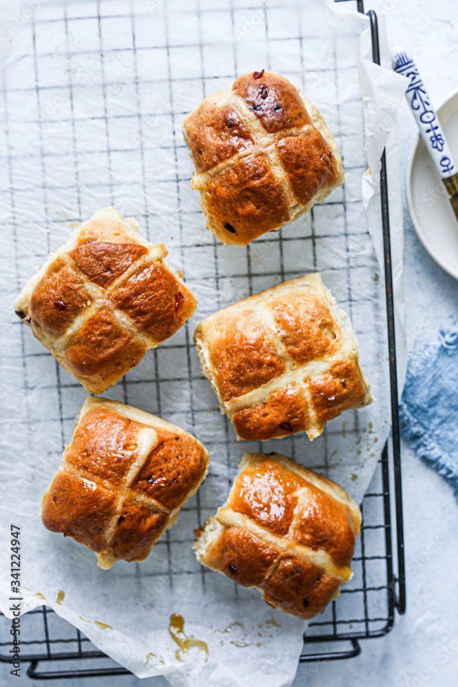 Homemade hot cross buns