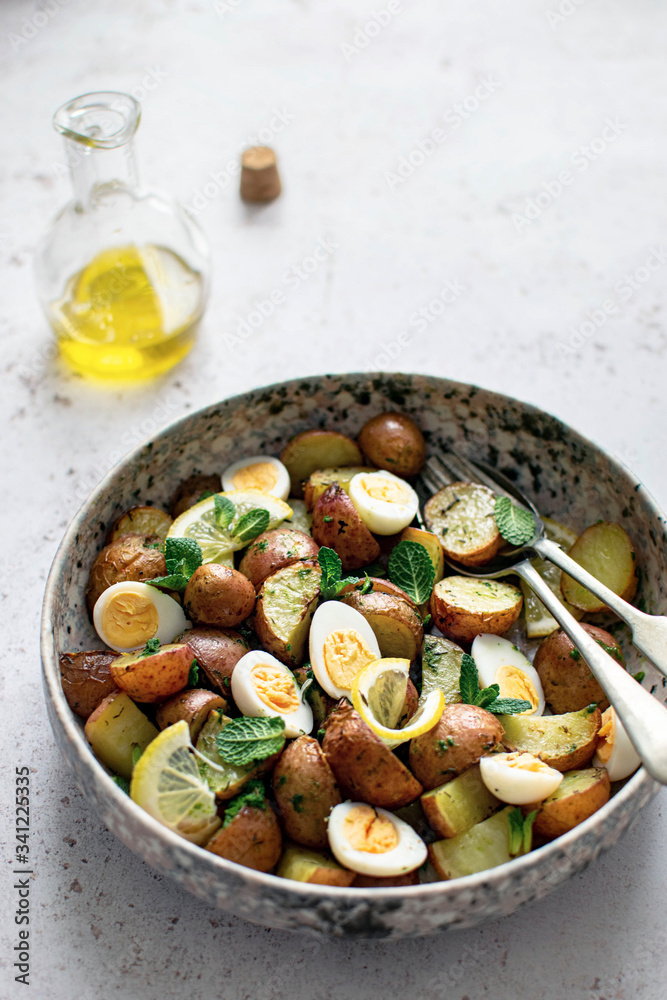 Eggs and ruby gem potato salad