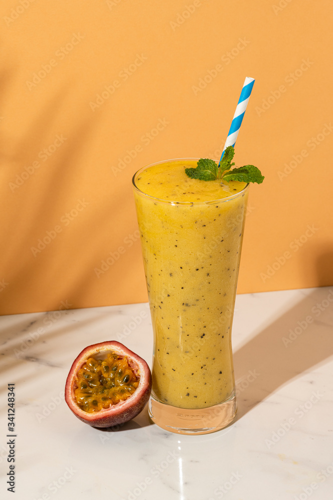 Fresh and healthy passion fruit smoothie